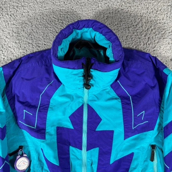 Vintage Tyrolia Skiwear Jacket Womens Medium Teal Purple Ski Snowboard - Picture 3 of 10